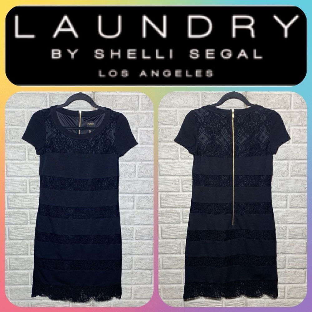 🌸MSRP $167 Laundry by Shelli Segal Black Short Sleeve Dress
